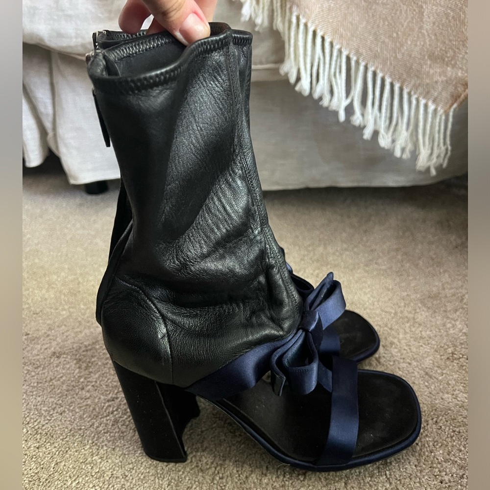 PRADA Leather Sock Boot with Bow